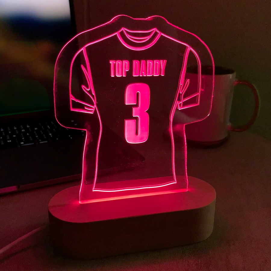 LED Football Shirt Desk Sign <p>Personalised with text and number of your choice</p>
