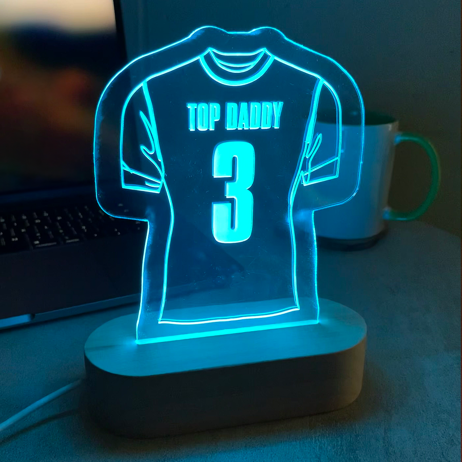 LED Football Shirt Desk Sign <p>Personalised with text and number of your choice</p>