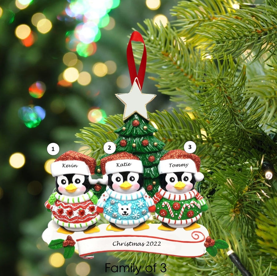 Penguin Family Personalised Christmas Decoration