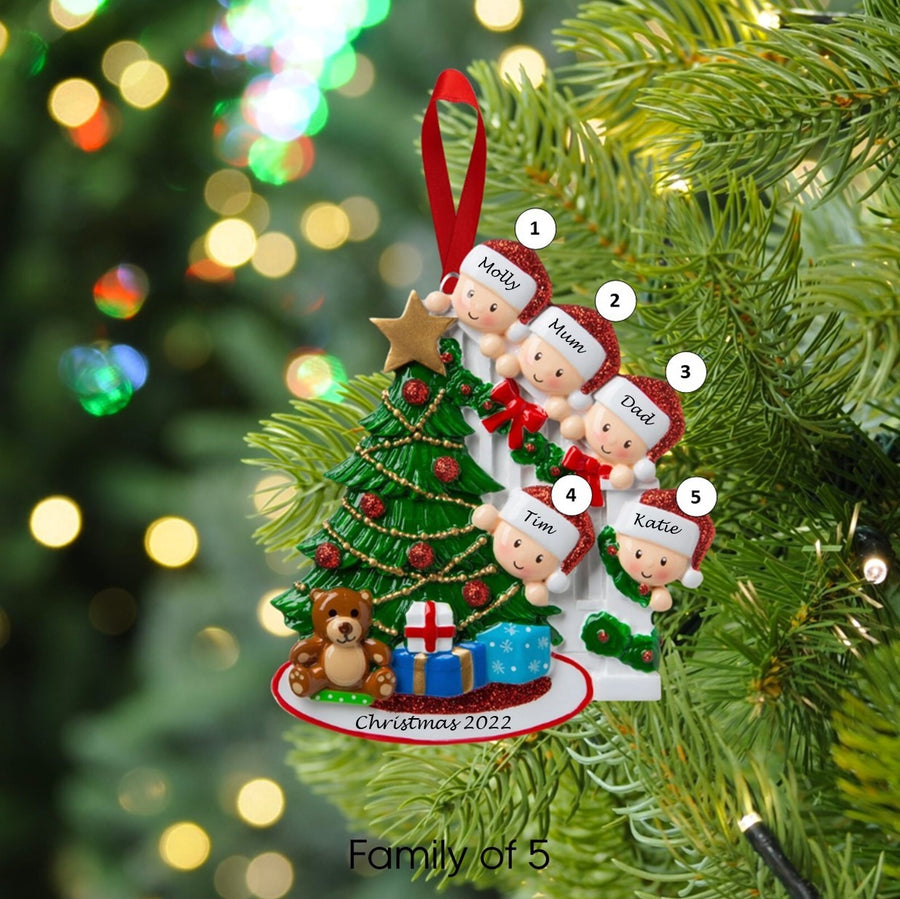Peeking Family Personalised Christmas Decoration
